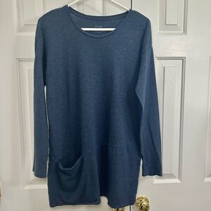 J Jill Pure Jill Super Soft Seam Long Sleeve Tunic Top Navy Blue Size Small